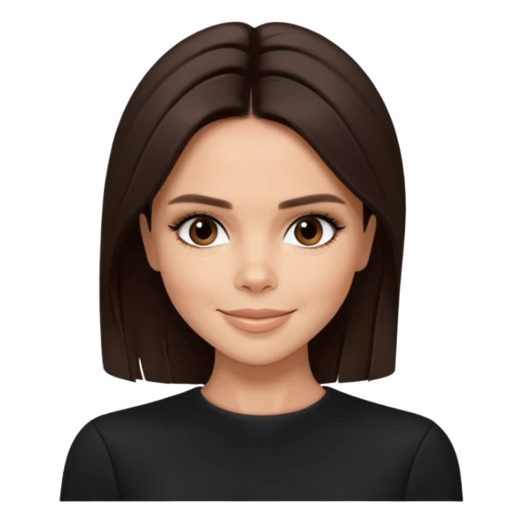 Victoria Beckham with dark brown hair, black outfit sticker