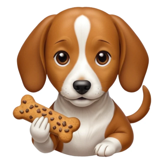 beagle dachshund mix with a treat sticker