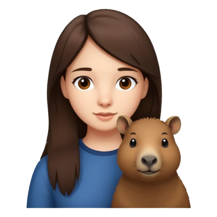brunette girl with capybara  sticker