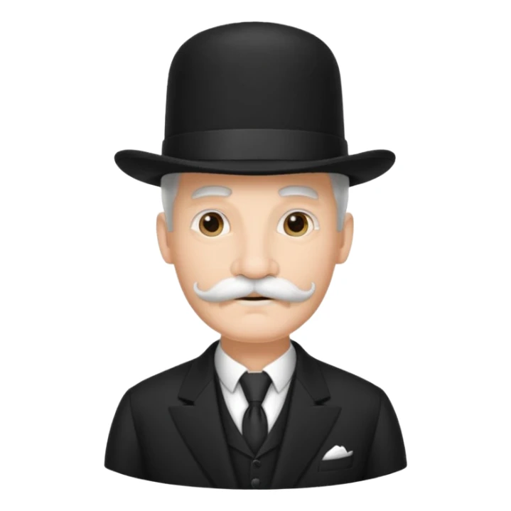 very big white moustachhe and typical 1900 elegant clothes and hat in black sticker