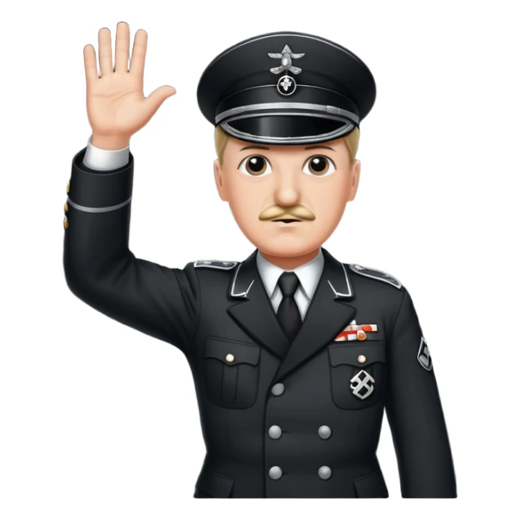 Hitler raising one hand straight out like a Sieg Hail salute in Black SS uniform  sticker
