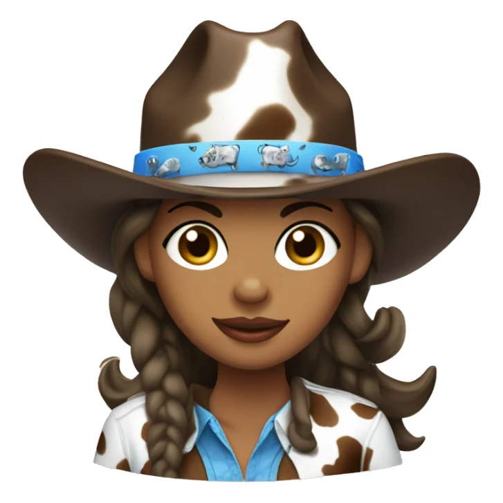 Blue eyed cowgirl with cow print hat sticker