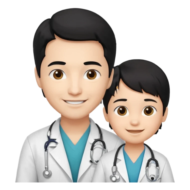 doctor black hair with a kid sticker