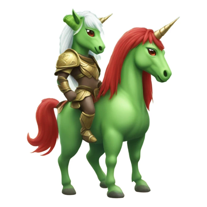 four-legged green unicorn white. a red amazon alien woman sticker