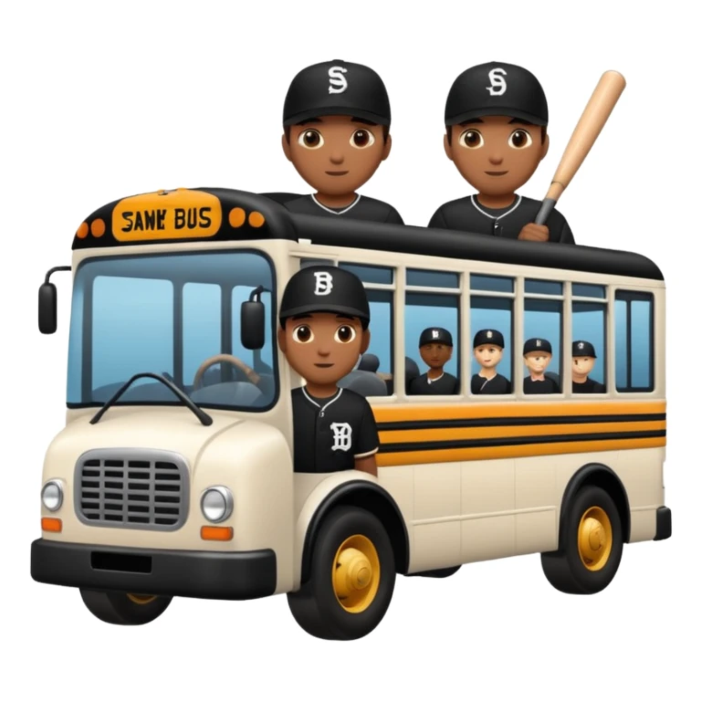 autobus de equipo llevando a egnte de basebal  y un chofer sticker