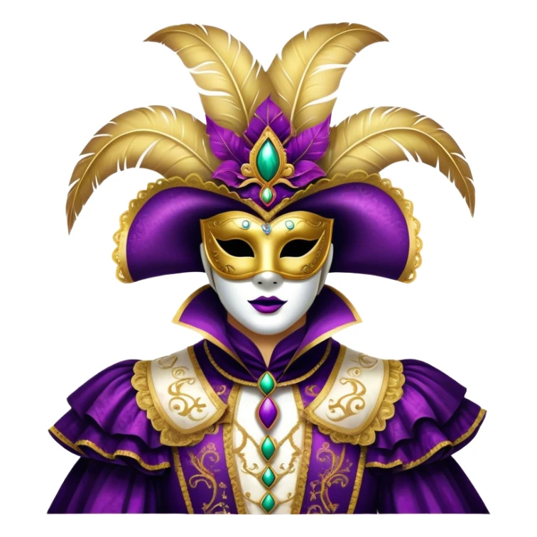 Venice Carnival performer – Cinematic Realistic Venice Carnival Performer, depicted in an opulent, elaborately masked costume with rich textures, vibrant colors, and dramatic, soft lighting, set against the historic backdrop of Venetian canals, capturing the mystery and extravagance of the carnival. sticker