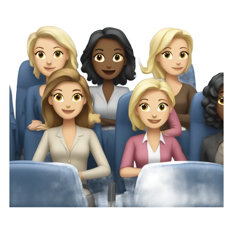 Group of Caucasian women on a airplane  sticker