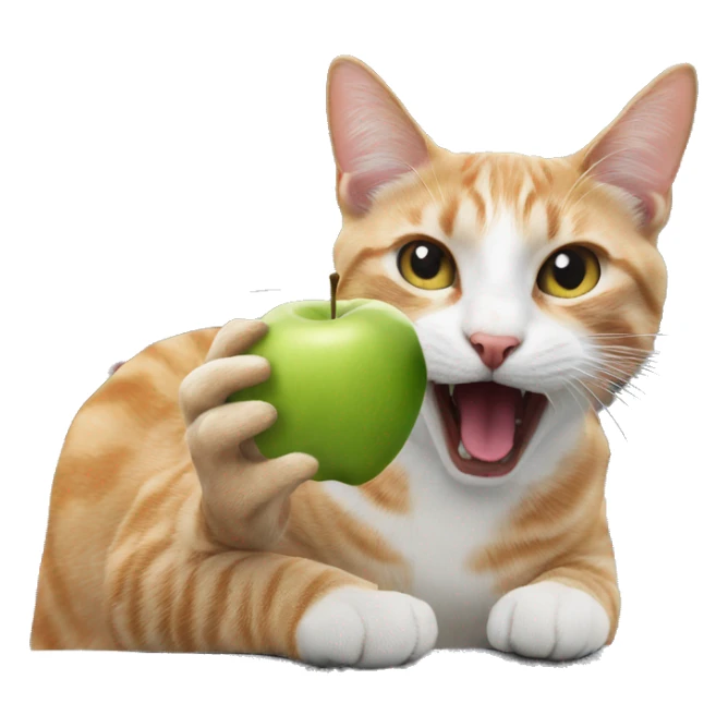 Cat in New York City biting an apple  sticker
