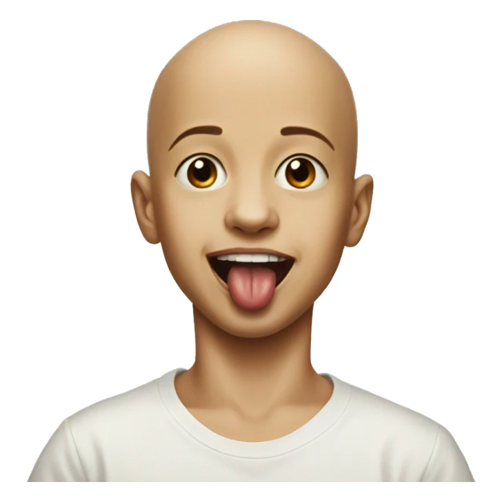 bald meme portrait of boy with tongue out sticker