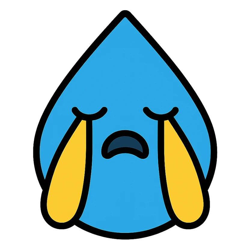 colored icon of a water droplet crying sticker