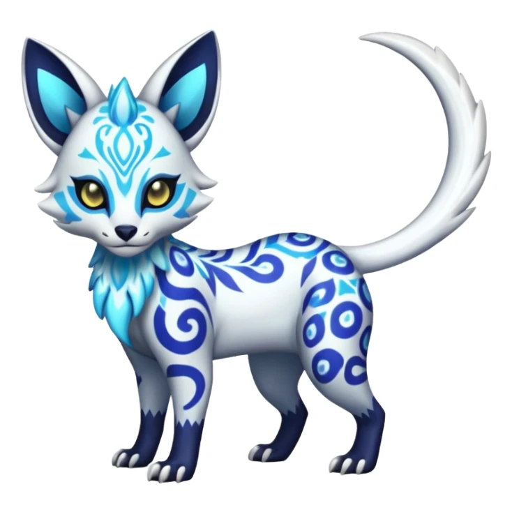 Icy floral shiny colorful neon bright vibrant patterned Genet-Absol-Zeraora-Primagen-fusion-creature  sticker