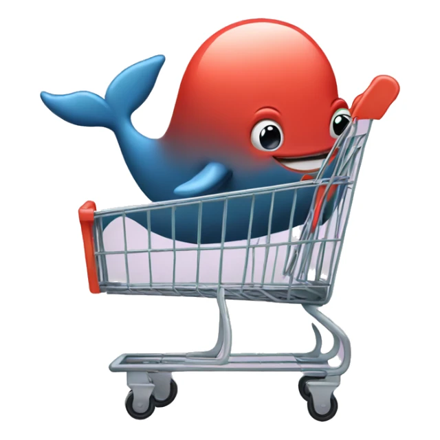 shopping cart with whale in it sticker