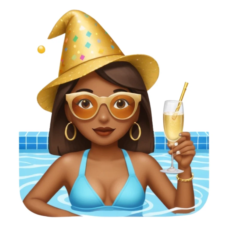 brown skin girl with sunglasses at a pool party sticker