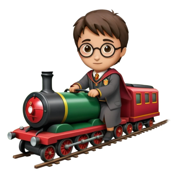 Harry Potter mowing the lawn on the Hogwarts Express train sticker