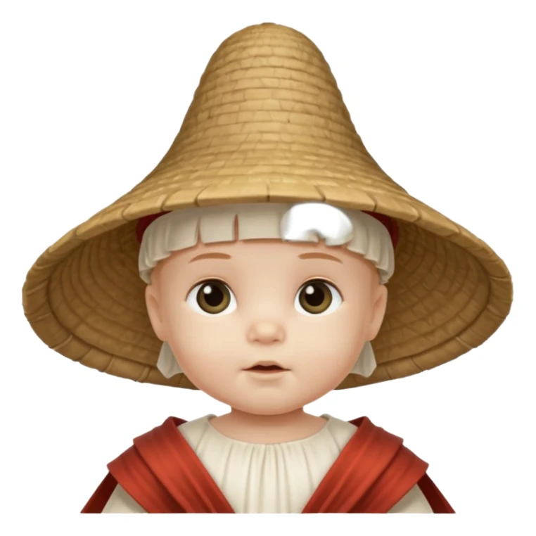 ancient roman baby conical hat, white, half body sticker
