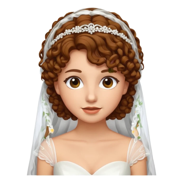 A bride with a curly brown hair and veil sticker