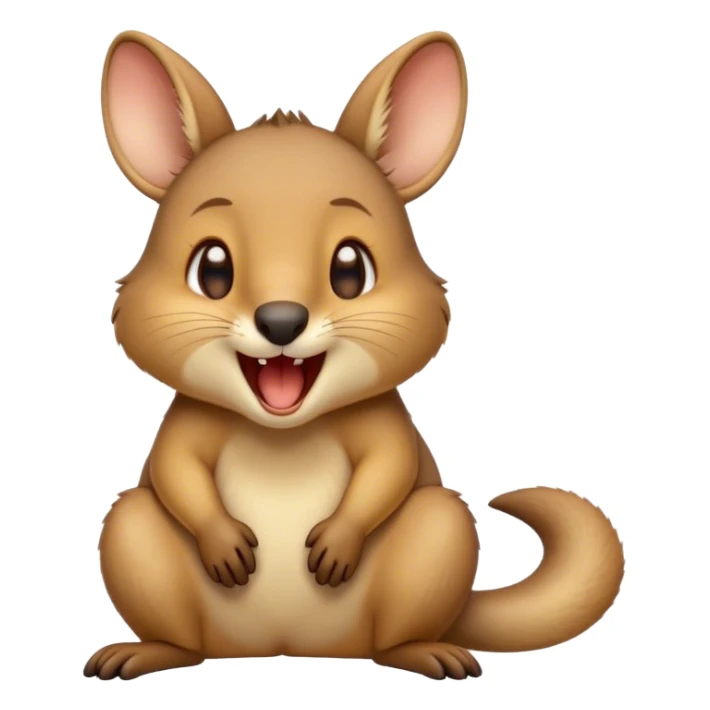 Cinematic Cute Yawning Wallaby Portrait Emoji, Head tilted slightly with a dramatic, wide-open yawn, showcasing a soft, downy tan fur with gently drooping ears, round amber eyes barely open in drowsy contentment, Simplified yet irresistibly adorable features, highly detailed, glowing with a soft, cozy glow, high shine, relaxed yet expressive, stylized with a touch of outback charm, bright and endearing, soft glowing outline, capturing the essence of a sleepy yet affectionate wallaby, so drowsy it feels like it could stretch out of the screen and curl up for a nap! sticker