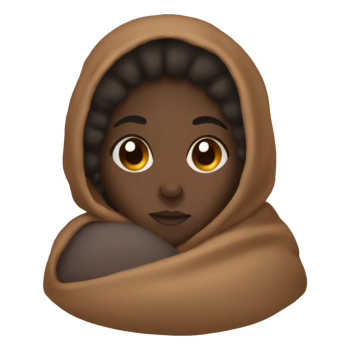 Black girl sleeping in brown blanket sticker