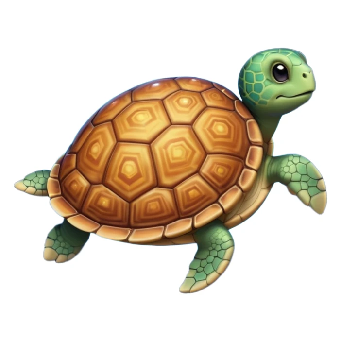Quasar Turtle emoji – full body, large turtle with a smooth glowing shell shaped like a cosmic quasar, simple light effect in the center of the shell, stars in the shell, no patterns, no aura, slight side angle, no background
 sticker