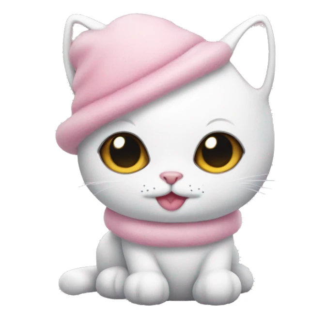 Baby pink cat with a snowman costume  sticker