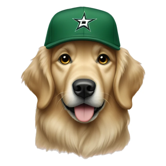 Golden retriever with grey dallas stars hat sticker