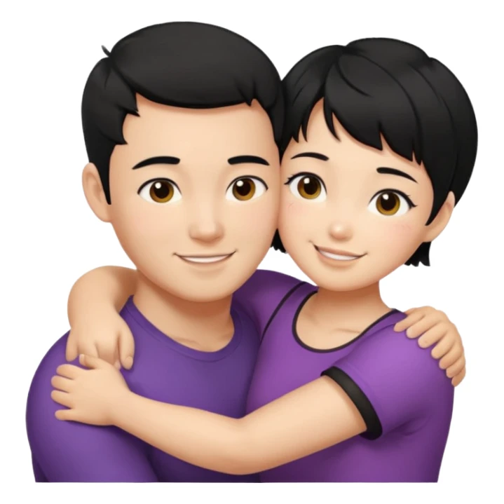buff korean Man black hair hugging girl with black pixie cut  sticker
