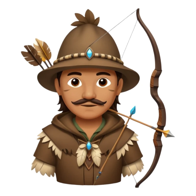 The classic middle-aged hunter with a bow and arrow on his back, dressed in brown with decorations made of feathers or bone teeth sticker