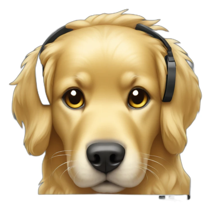 golden retriever coding on laptop and wearing headphones sticker