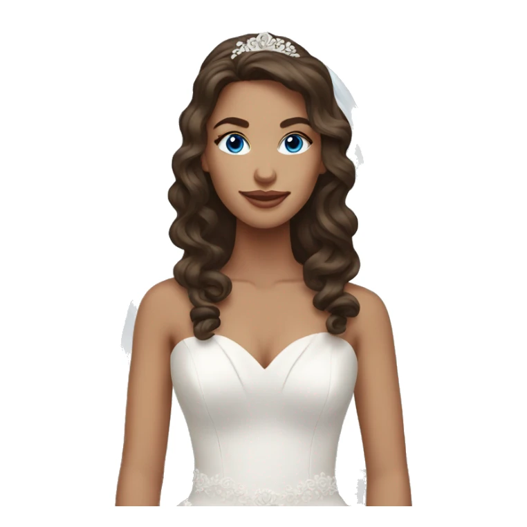 Brunette wavy hair bride with blue eyes sticker