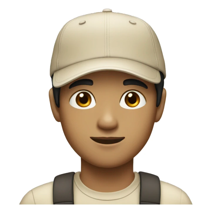 "Young man, white with black hair, wearing a beige cap." sticker