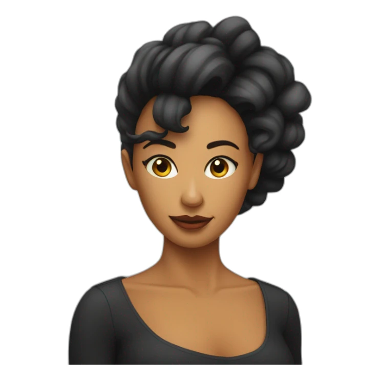 Crevette avec une tête féminine au cheveux noir long sticker