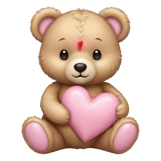 beige teddy bear and a pink pastel heart sticker