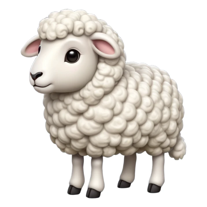 cinematic-[realistic sheep]-realistic-full-body-standing-emoji,-tail-flicking-lazily,-head-tilted-dramatically,-curly-[white]-fur,-simplified-yet-realistic-focused-features,-highly-detailed,-glowing-with-an-almost-sarcastic-glow sticker