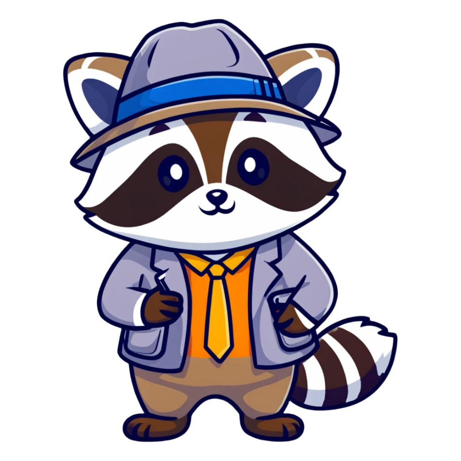 Raccoon detective solving a mystery sticker