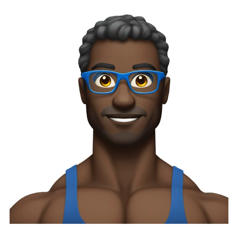 dark skinned male bodybuilder with blue glasses sticker