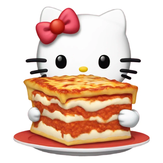 hello kitty eating lasagna and saying mondays sticker