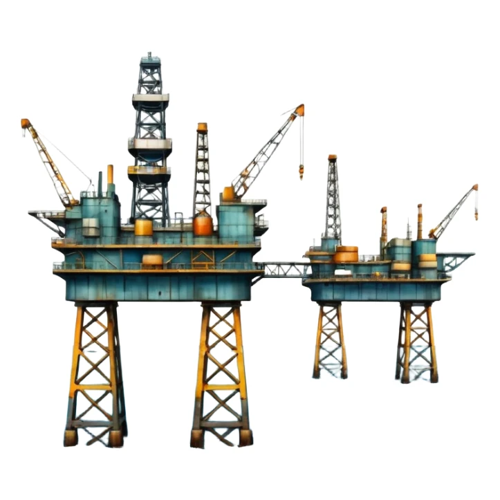 Oil platforms in the ocean beautiful big full scenic scenery full canvas full photo sticker
