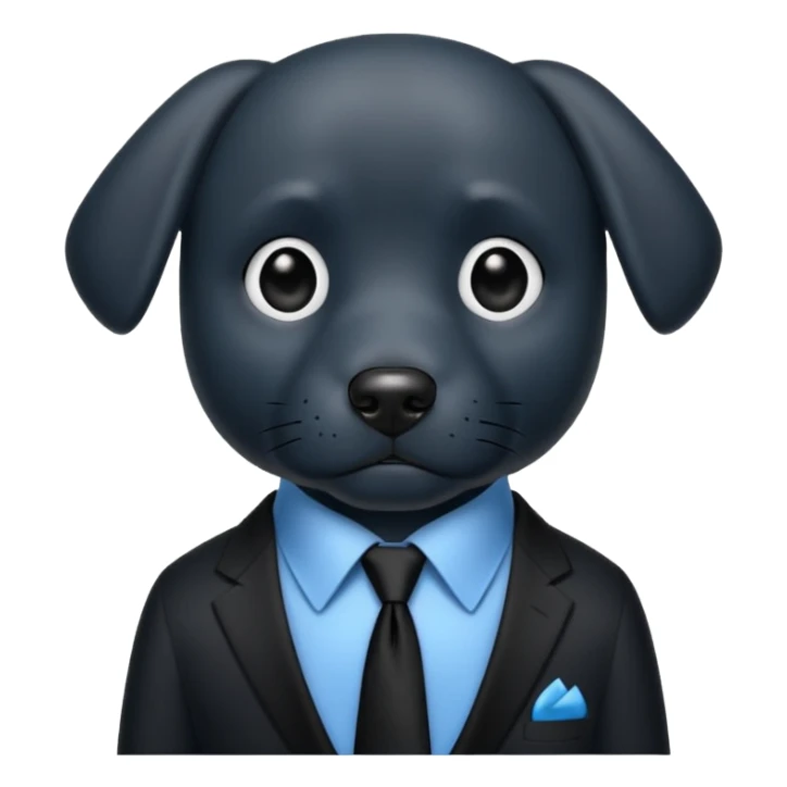 black dog with black tie,blue shirt sticker
