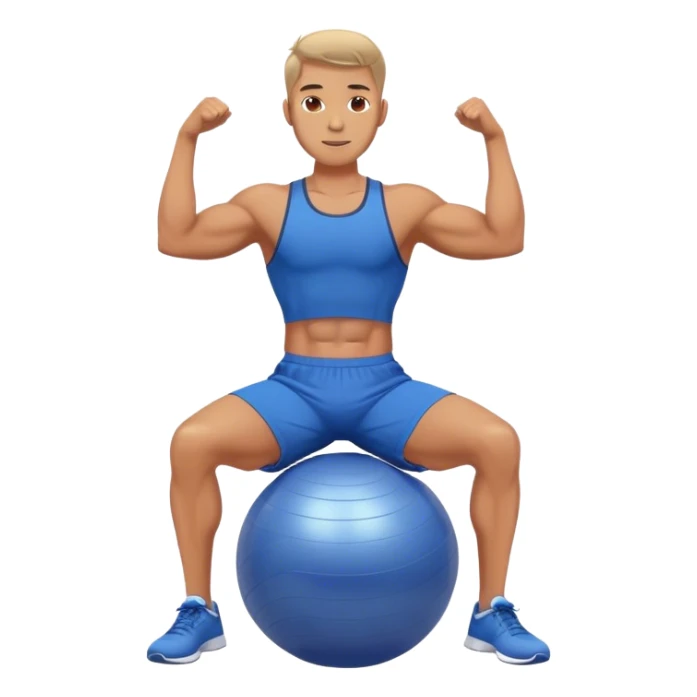 fit man with blue shorts stability ball exercises sticker