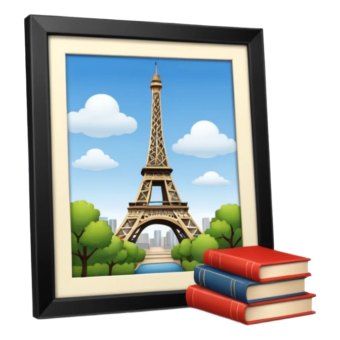 Eiffel Tower with a book next to it sticker