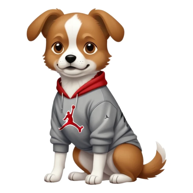 Dog wearing a Nike Jordan sweatshirt  sticker