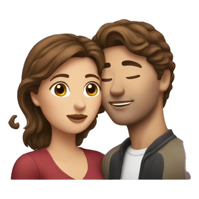 couple with brown hair kissing  sticker