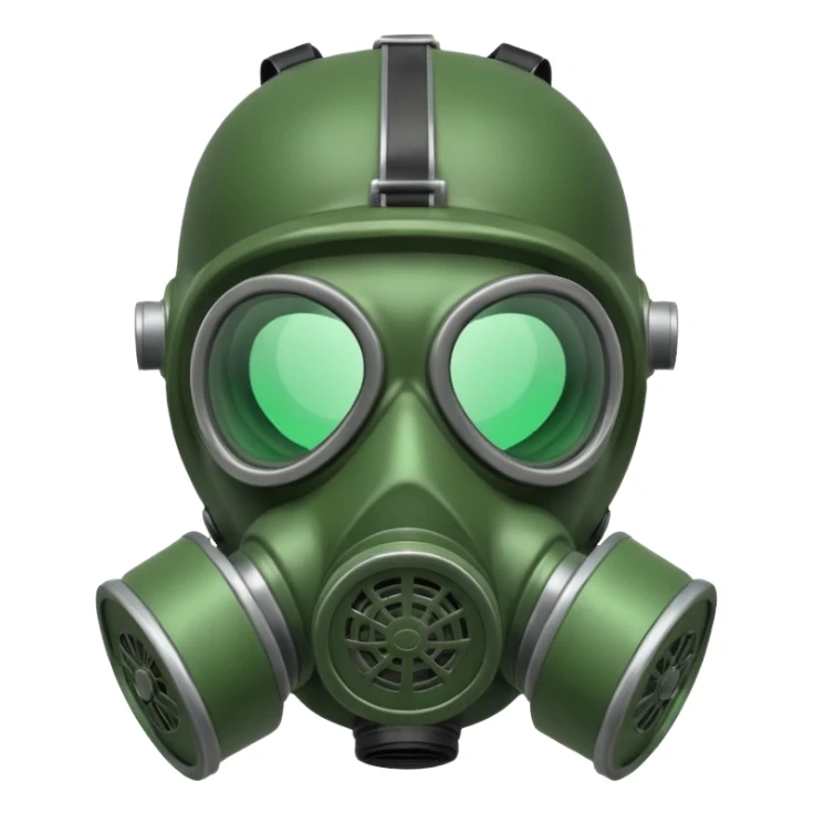 A gas mask. Cartoon style. The green filters.  sticker