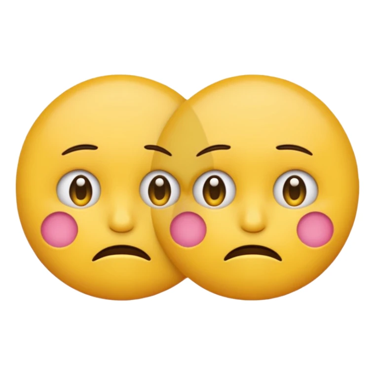 two emojis not happy stuck together no pink cheeks sticker