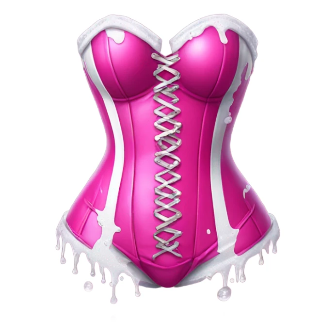 Hot pink corset and bikini bottom with glitter with white paint dripping sticker