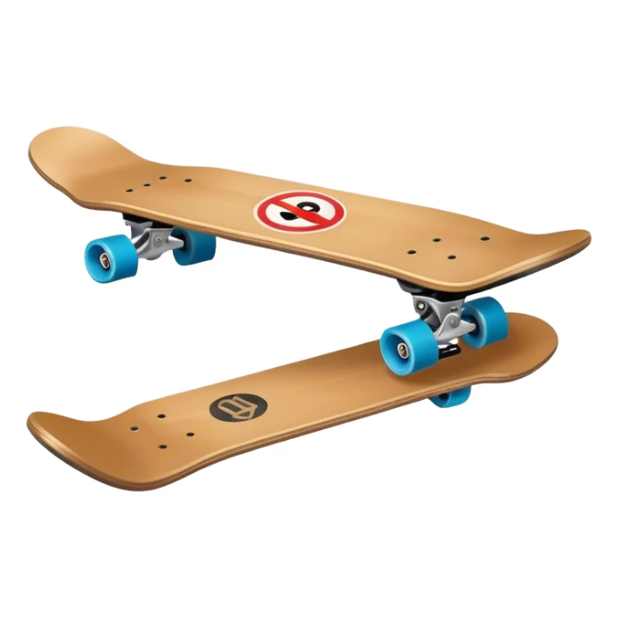 Skateboard with a cancel symbol on top like no smoking  sticker