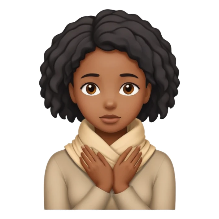 Black girl with her hands wrapped around her neck emote sticker
