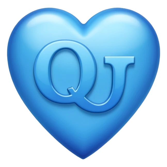 a blue heart with the letter Q in it sticker