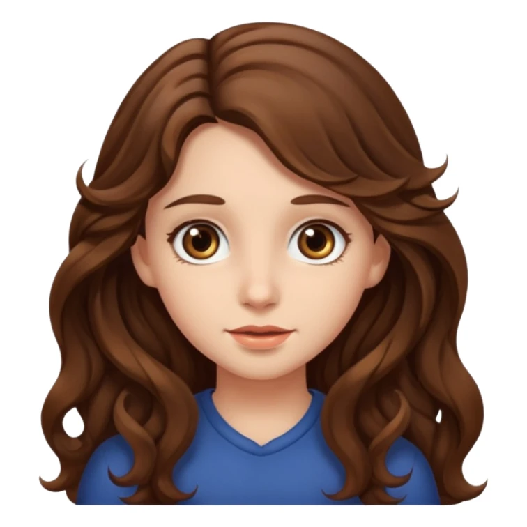 girl with long brown wave hair, big eyes sticker