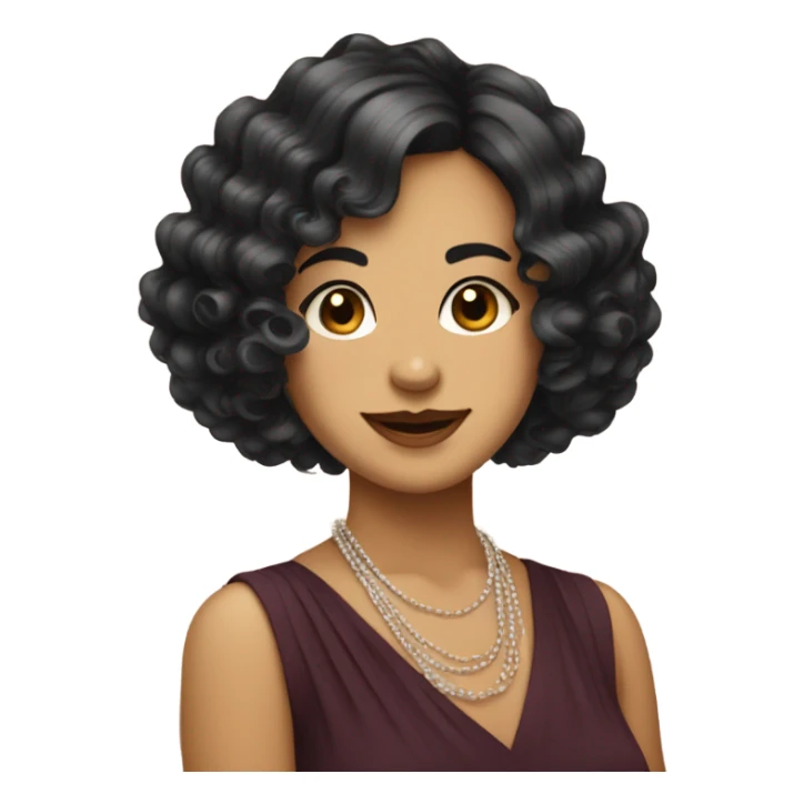 flapper curly wavy dark hair smirk sticker